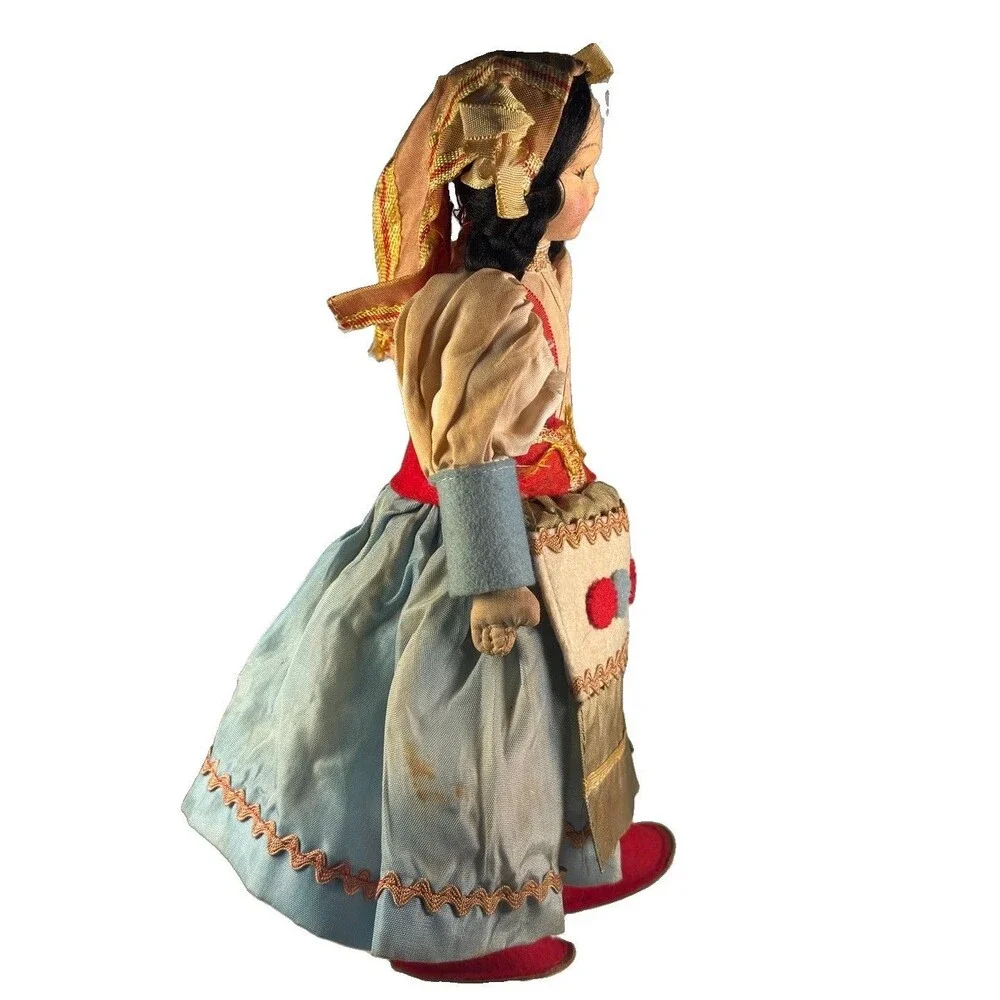 Vintage 1930s 1940s Italian Lenci Style Pressed Cloth Felt Costume Doll 10